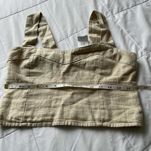 Abercrombie & Fitch Tan Beige Linen Blend Smocked Back Crop Tank Top - Picture 6 of 6